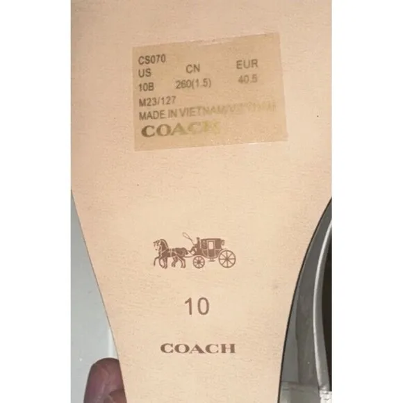 Coach Cait Womens Leather Open Square Toe Wedge Sandals Slides Size 10 B White