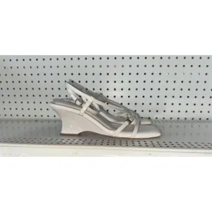 Coach Cait Womens Leather Open Square Toe Wedge Sandals Slides Size 10 B White