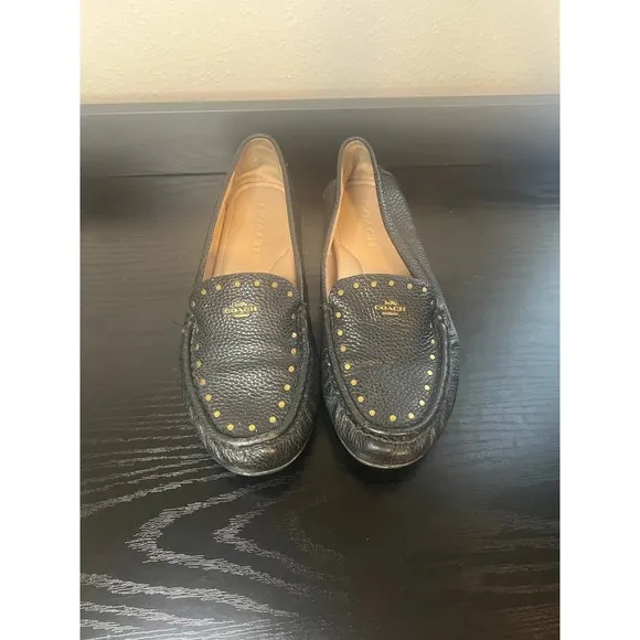 Coach McKenna Driver Leather Loafer Shoes Black Size 8.5