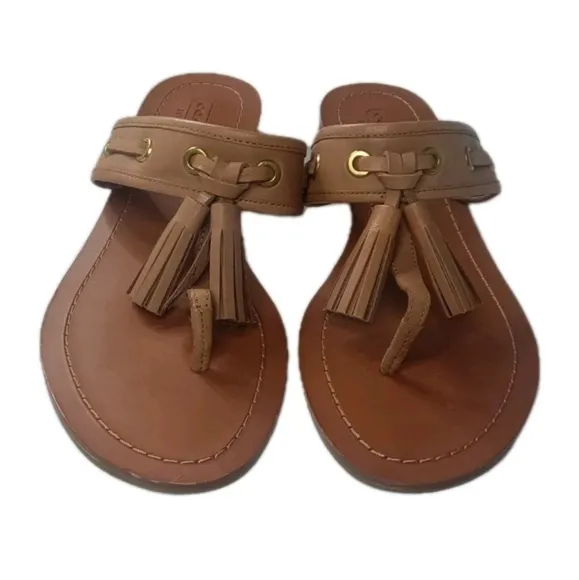Coach Sheena Tan Leather Tassel Sandals Women's Size  8.5 B Shoes