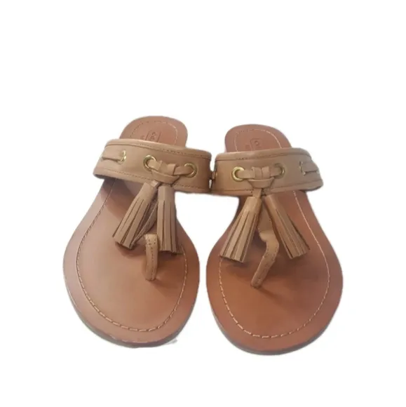 Coach Sheena Tan Leather Tassel Sandals Women's Size  8.5 B Shoes