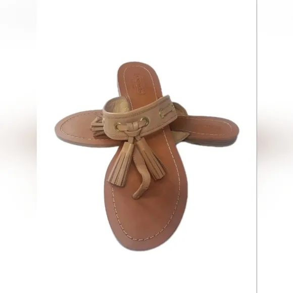 Coach Sheena Tan Leather Tassel Sandals Women's Size  8.5 B Shoes