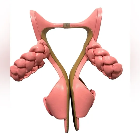 Coach Womens Mollie Pink Leather Slip On Open Toe Heel Sandals Shoes SZ 7