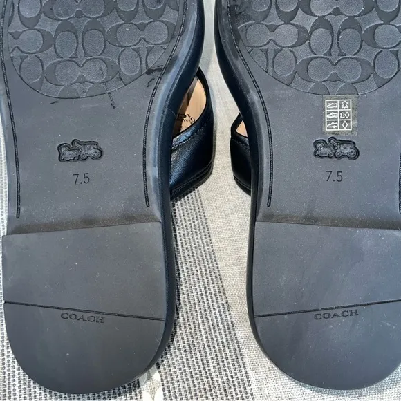 Coach Womens Sylvie Leather Black Leather Thong Flatform Sandals Shoes NWOB