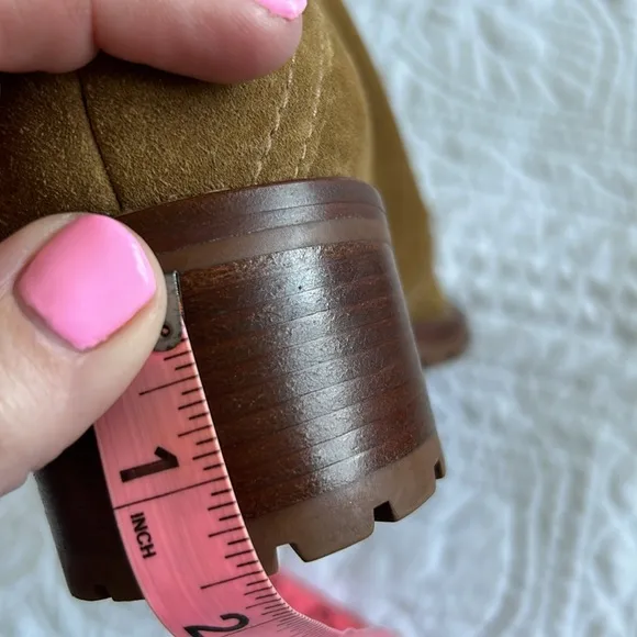 Cole Haan •9• Suede Leather Zip Up Front Block Heel Boots Shoes