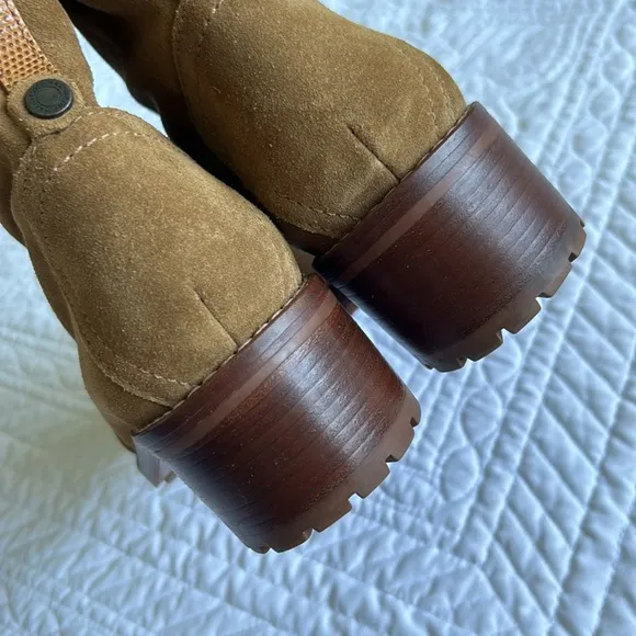 Cole Haan •9• Suede Leather Zip Up Front Block Heel Boots Shoes