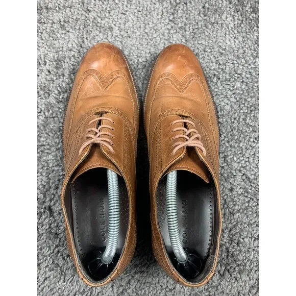 Cole Haan C12210 Brown Leather Wingtip Lace-Up Oxford Shoes Men's US 9.5 M