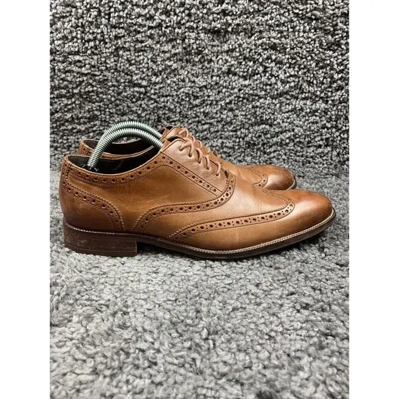 Cole Haan C12210 Brown Leather Wingtip Lace-Up Oxford Shoes Men's US 9.5 M