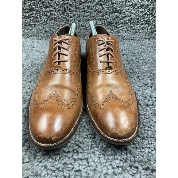 Cole Haan C12210 Brown Leather Wingtip Lace-Up Oxford Shoes Men's US 9.5 M