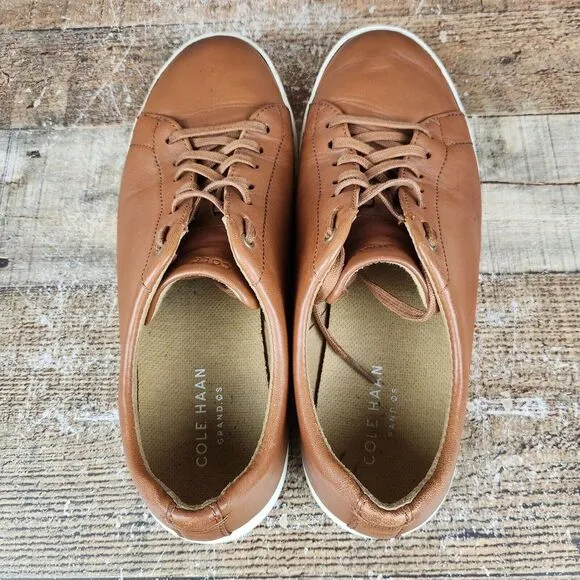 Cole‎ Haan Grand Crosscourt II Men's Sz 10 M Brown Leather Lace Up Sneaker Shoes