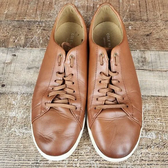 Cole‎ Haan Grand Crosscourt II Men's Sz 10 M Brown Leather Lace Up Sneaker Shoes
