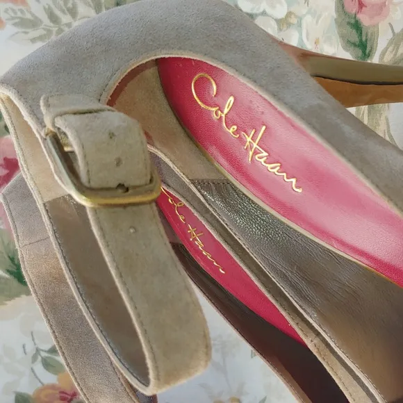 Cole Haan Marisa Nike Air Women's Pumps with Buckle Ankle Strap in Tan Suede 9.5