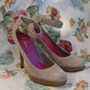 Cole Haan Marisa Nike Air Women's Pumps with Buckle Ankle Strap in Tan Suede 9.5