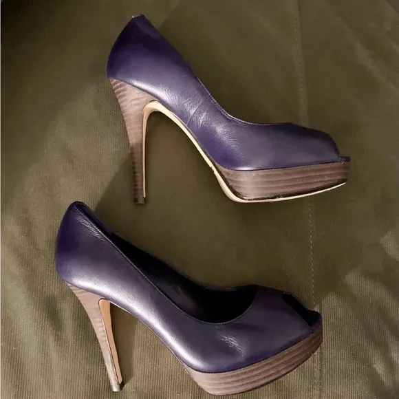 COLE HAAN / Nike Air Purple Leather Quality SHOES 6.5 Stiletto Heel, Platform