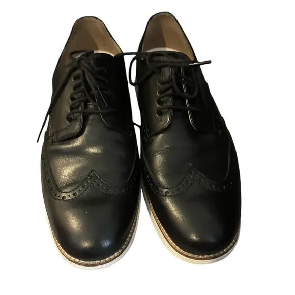 Cole Haan Original Wingtip Oxford Black Leather Shoes Size 8 1/2M