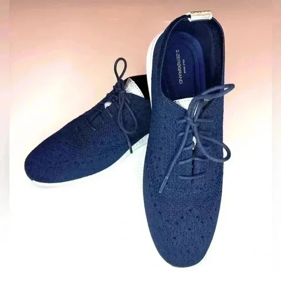 Cole Haan Womens 2. ZeroGrand Stitchlite Oxford Shoes Size 9 Navy Blue