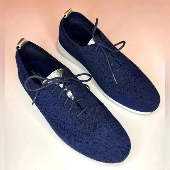 Cole Haan Womens 2. ZeroGrand Stitchlite Oxford Shoes Size 9 Navy Blue