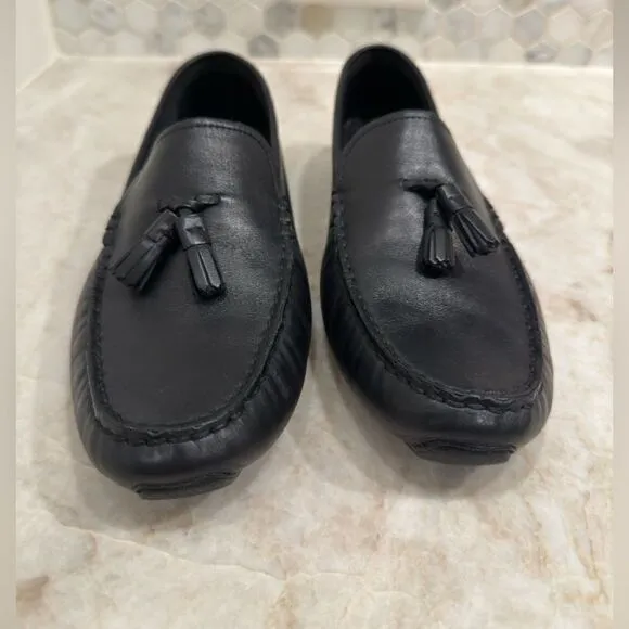 Cole Haan Womens Leather Tassel Driving Shoes Loafer Black Women Size 8.5