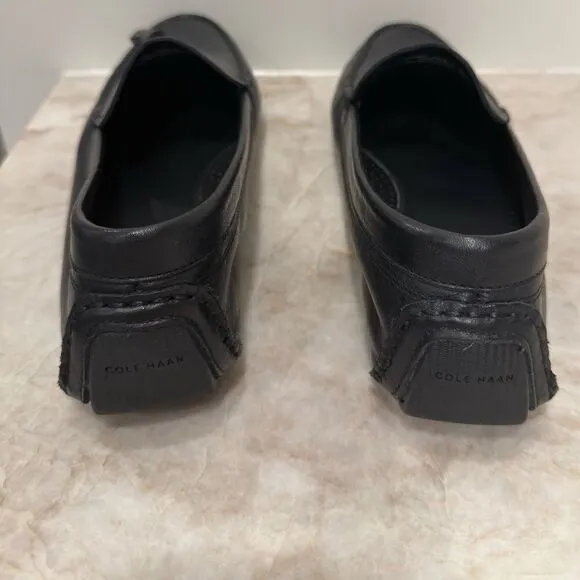 Cole Haan Womens Leather Tassel Driving Shoes Loafer Black Women Size 8.5