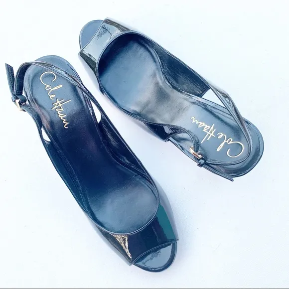 COLE HAAN X NIKE air kitten heels classic black size 7B mule open toe shoes