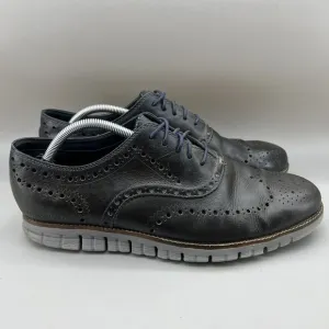 Cole Haan ZeroGrand Wingtip Shoes Men Size 11 Black Gray Leather Classic Oxford