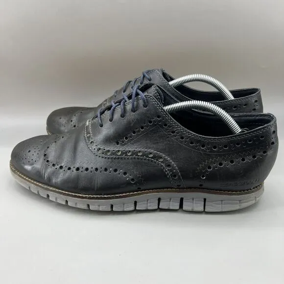 Cole Haan ZeroGrand Wingtip Shoes Men Size 11 Black Gray Leather Classic Oxford