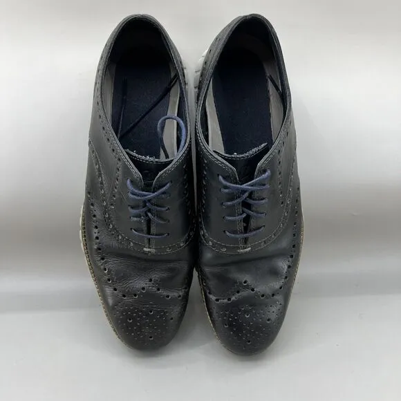 Cole Haan ZeroGrand Wingtip Shoes Men Size 11 Black Gray Leather Classic Oxford