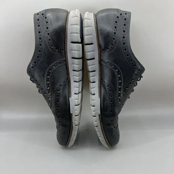 Cole Haan ZeroGrand Wingtip Shoes Men Size 11 Black Gray Leather Classic Oxford