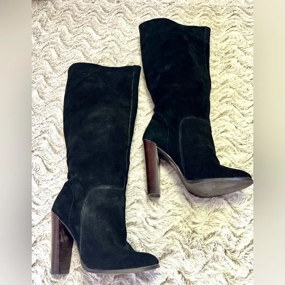 Colin Stuart Tall  Black Suede Women's High Knee Boots Chic Boho TrendySize 10