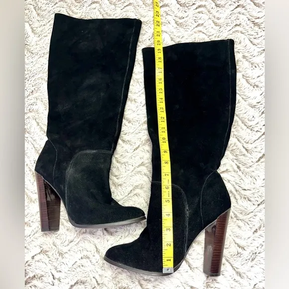 Colin Stuart Tall  Black Suede Women's High Knee Boots Chic Boho TrendySize 10