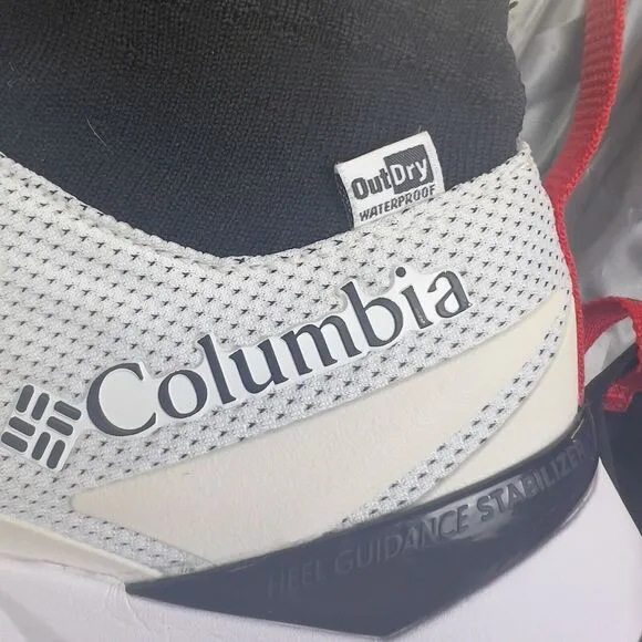 COLUMBIA FACET 45 OUTDRY MEN HIKING SHOES WATERPROOF BLACK WHITE RED SIZE 11 EUC