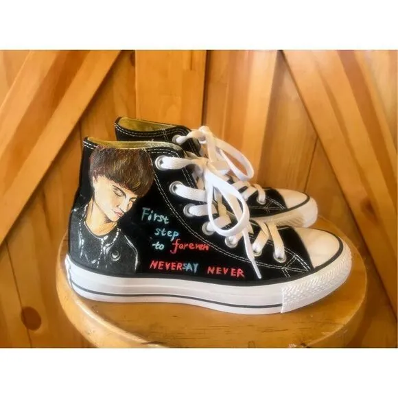 Converse all-star, high tops, black Justin Bieber, women’s size 5.5 NWOT