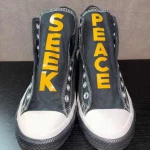 Converse All Star Seek Peace Kids Size 7 Black Athletic Shoes Sneakers - No Lace