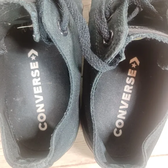 Converse All Stars Low Top Solid All Black Sneakers Canvas Shoes Boys Size 7