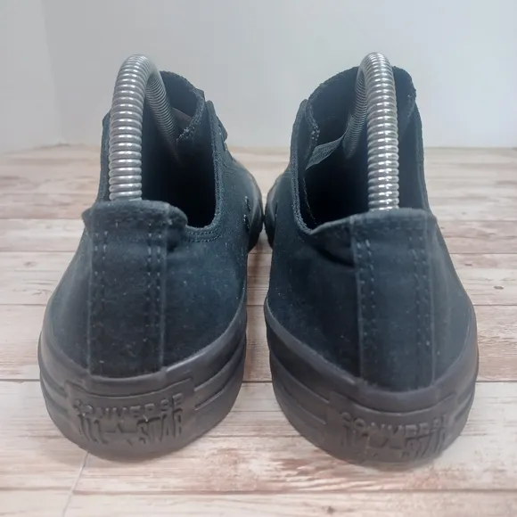 Converse All Stars Low Top Solid All Black Sneakers Canvas Shoes Boys Size 7