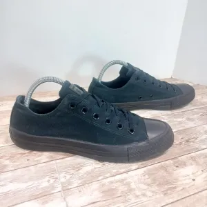 Converse All Stars Low Top Solid All Black Sneakers Canvas Shoes Boys Size 7
