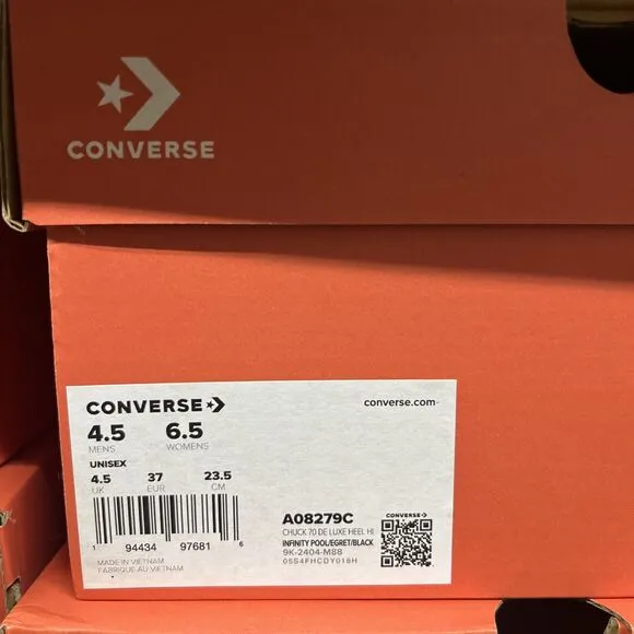 Converse Chuck 70 De Luxe Blue Infinity Pool Heel Shoes A08279C Women's Size 6.5
