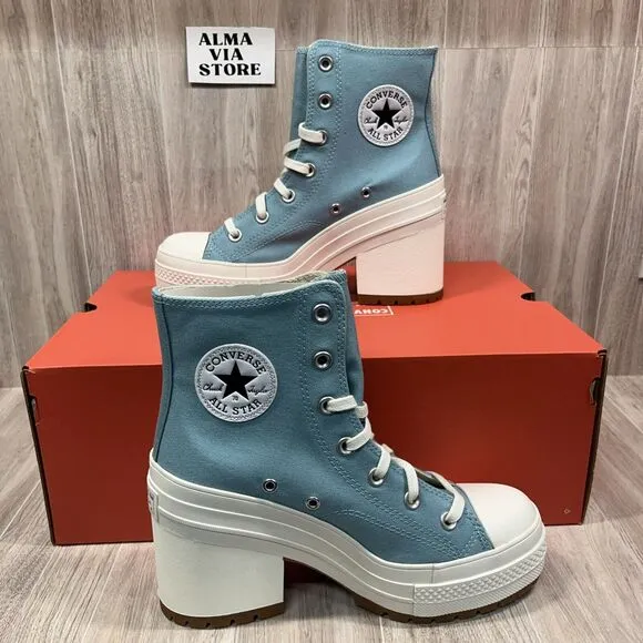 Converse Chuck 70 De Luxe Blue Infinity Pool Heel Shoes A08279C Women's Size 8.5