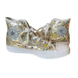 Converse Chuck Taylor All Star High Top Sneakers Sequins Yellow Gold Womens 7