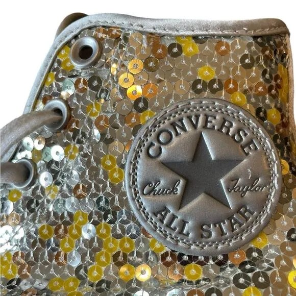 Converse Chuck Taylor All Star High Top Sneakers Sequins Yellow Gold Womens 7