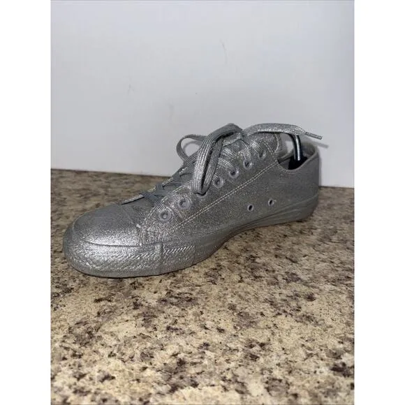 Converse Chuck Taylor Sneakers All Star Silver Glitter Men's 9 Women's 11 Shoes
