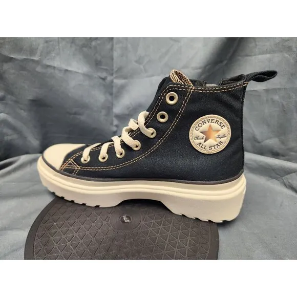 Converse Girls CT All Star Lugged Lift Hi Sneakers Black Size 5 NEW NO BOX!