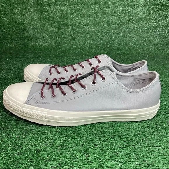 CONVERSE Men's All Star Low Top LEATHER Shoes Gray Chuck Taylor Size 13 - NEW