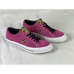 Converse One Star Men's 9 Pink Sneakers Leopard Print Accents