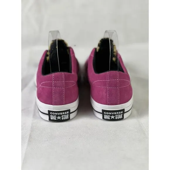 Converse One Star Men's 9 Pink Sneakers Leopard Print Accents