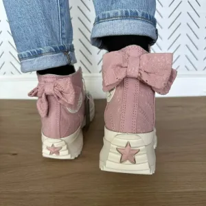🤩Converse Run Star Hike Hi Dusty 11.5 Women Shoes Embroidered Bow Pink A09781C