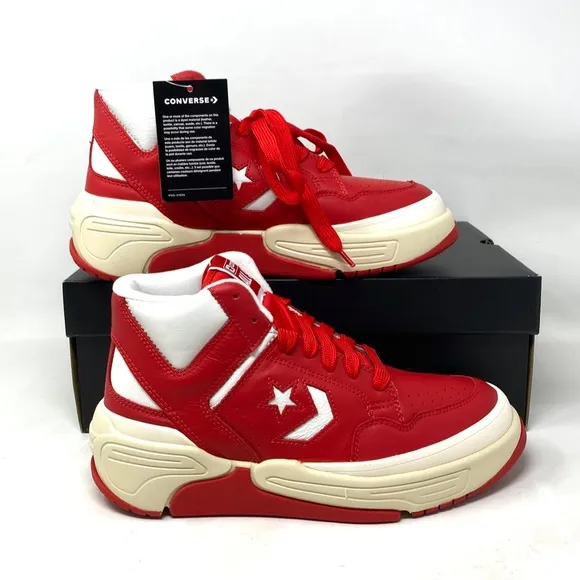 Converse Weapon CX Varsity Leather Shoes Women's Red White Mid Sneakers 172355C