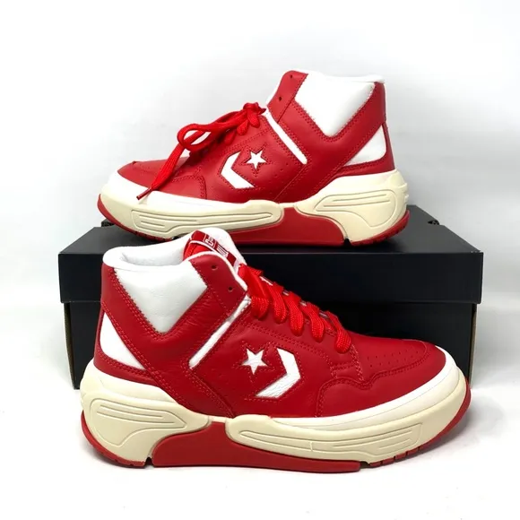 Converse Weapon CX Varsity Leather Shoes Women's Red White Mid Sneakers 172355C