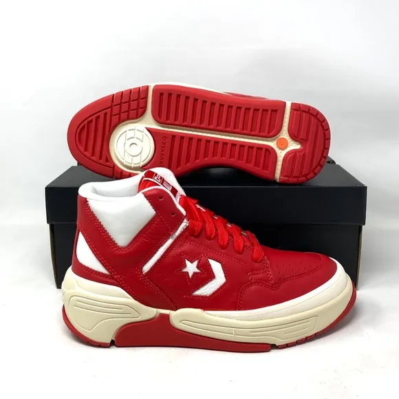 Converse Weapon CX Varsity Leather Shoes Women's Red White Mid Sneakers 172355C