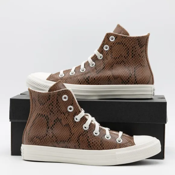 Converse Women's Chuck Taylor All Star Snakeskin Print Shoes Black/Brown Size 8